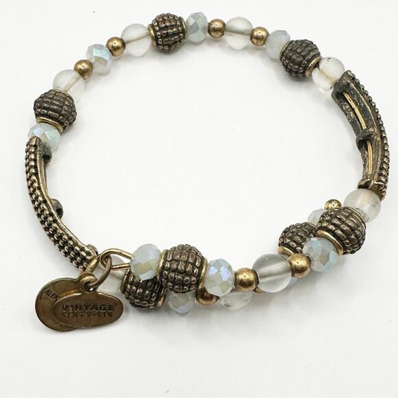 Alex and Ani Gold Wrap Beaded Bracelet Vintage Sixty Six boho glam - Picture 2 of 7